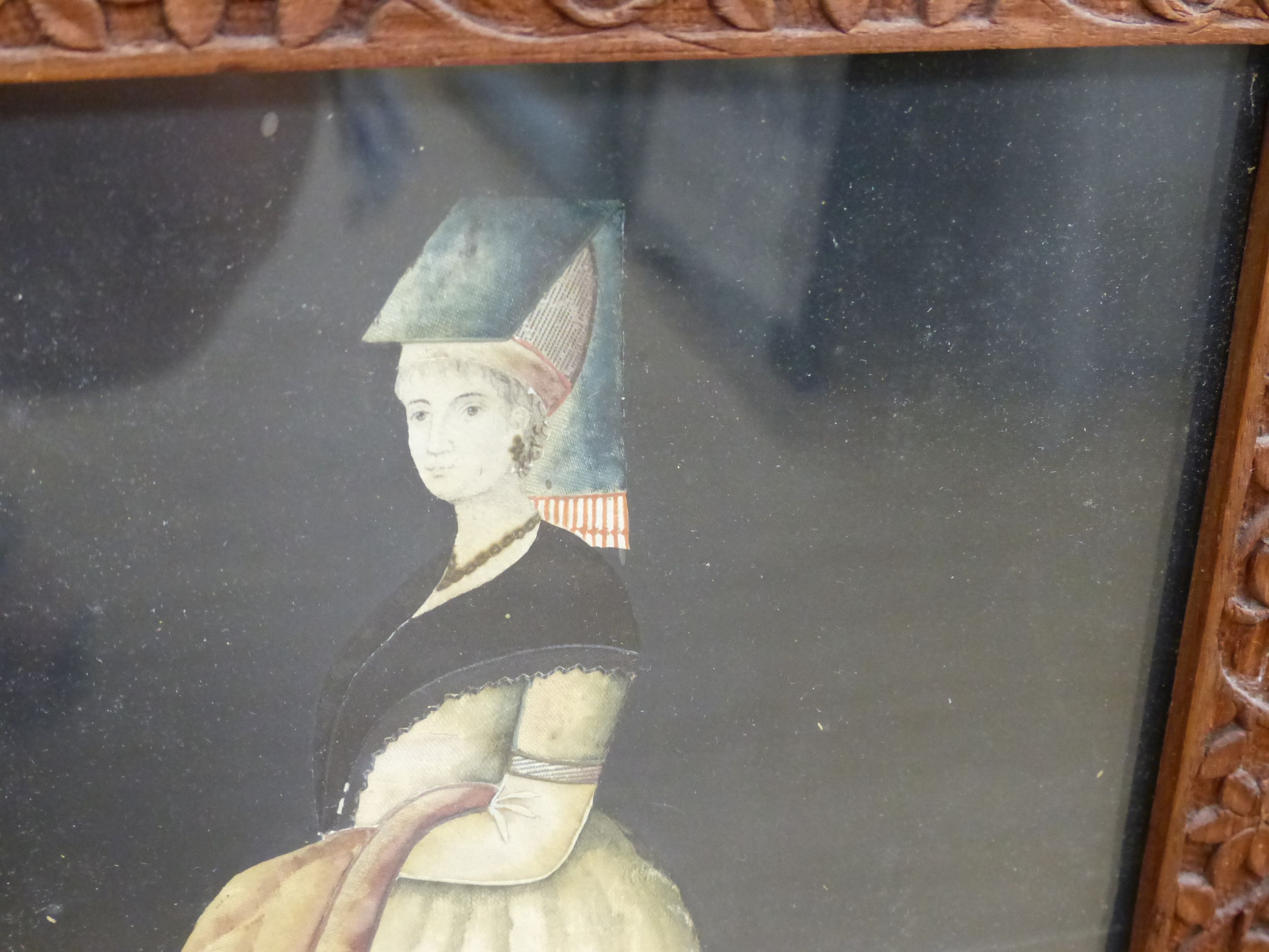 An early 19th century painted silk and gilt metal portrait 24 x 19cm
